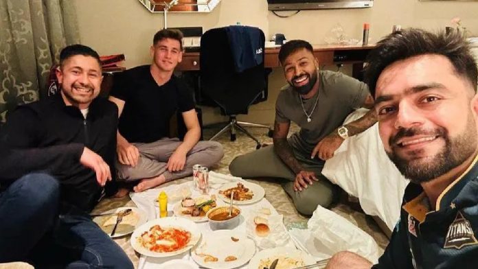 Gujarat Titans captain Hardik Pandya enjoying Sehri with Rashid Khan and other Afghan players in his team