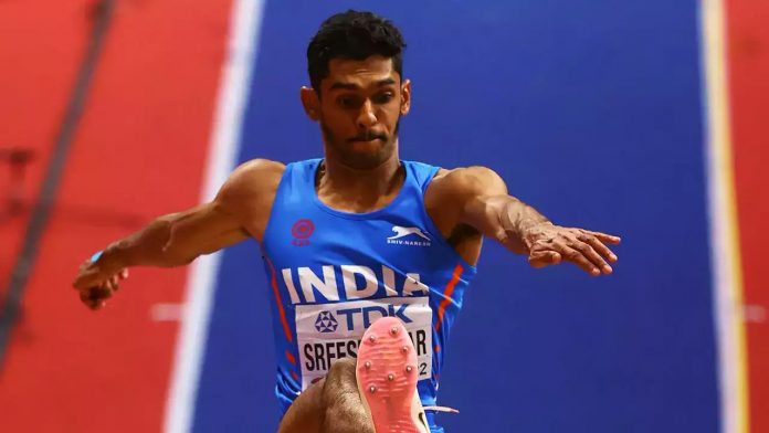 At the MVA High Performance Athletics Meet, Murali Sreeshankar wins the gold medal.