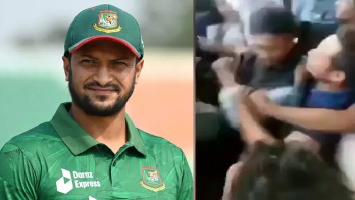 Cricketer Shakib Al Hasan of Bangladesh Slaps a Fan