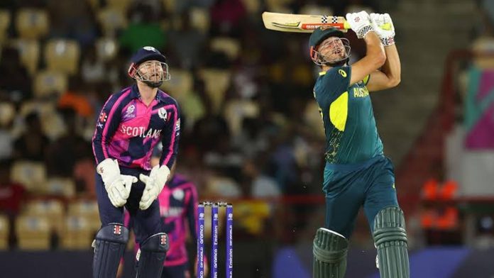 England advances to the Super Eights while Australia defeats Scotland by five wickets