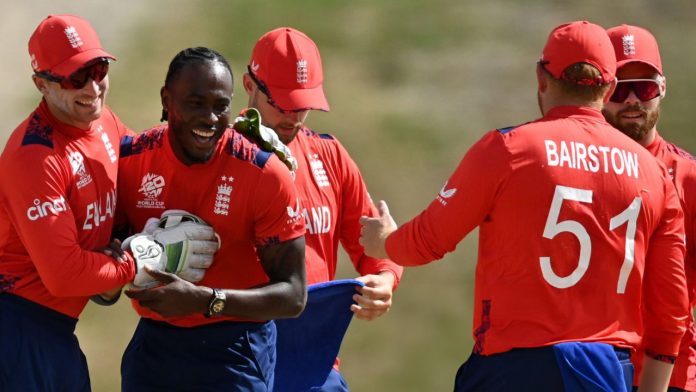 England improved their Super 8 prospects after defeating Oman by eight wickets