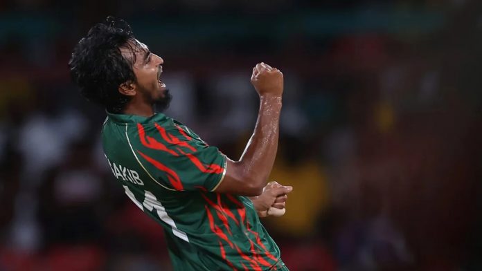 Tanzim Hasan Sakib, a bowler for Bangladesh, fined 15 percent of the match fee for breaking the ICC code of conduct