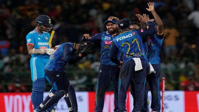 In the second ODI, Sri Lanka wins with 32 runs as Jeffrey Vandersay's 6/33 destroys India