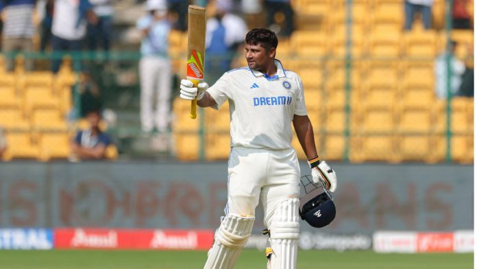 In the same test, Sarfaraz Khan became the third batsman from India to score 150 and a duck